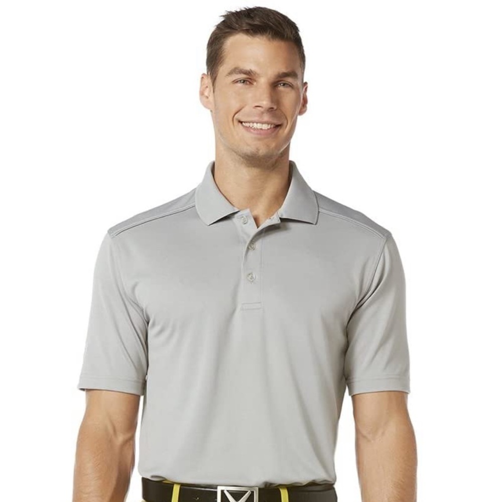 Callaway Mens Golf Opti-Dry Logo Grey Short Sleeve Polo Small